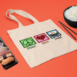 Bolsa Tote Peace Love Sushi<br><div class="desc">Peace Love Sushi. Um bonito presente de amante de sushi para um fã de comidas japonês que gosta de comer peixe cru.</div>