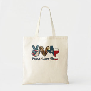 Bolsa Tote Peace Love Texas TX Texas Flag Funny City Home Roo