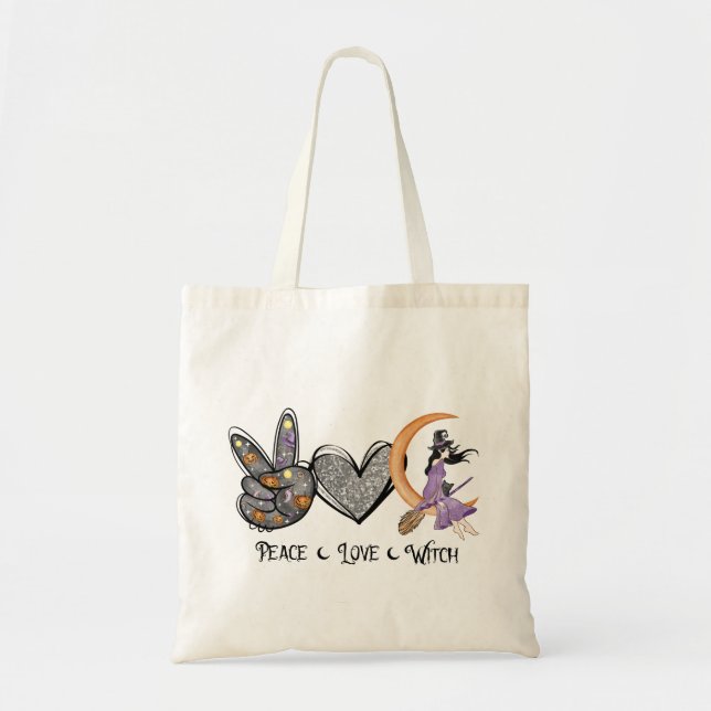 Bolsa Tote Peace,  Love, Witch (Frente)