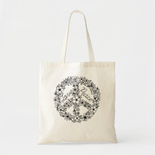 Bolsa Tote PEACE SIGN LOVE 60s 70s, Hippie Halloween Costume