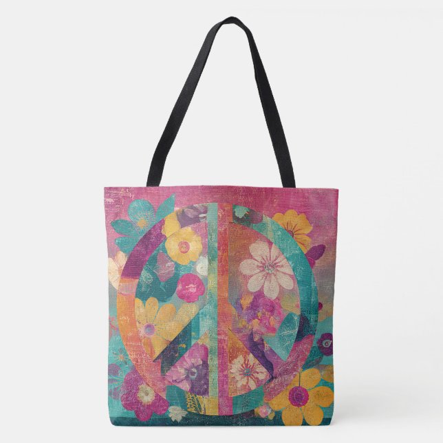 Bolsa Tote Peace symbol colourful  (Frente)