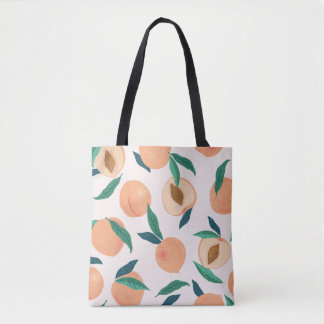Bolsa Tote Peach Apricot: Padrão Tropical Sem Olhos.