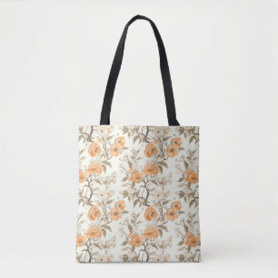 Bolsa Tote Peach Blossom Floral estilo Vintage