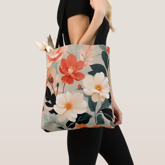 Bolsa Tote Peach e Cream floral floral (Close Up)