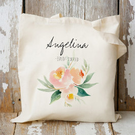 Bolsa Tote Peach e Pink Floral Bridesmaid