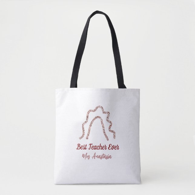 Bolsa Tote Peach marron glitter rainbow teacher appreciation  (Frente)