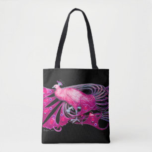 BOLSA TOTE PEACOCK ELEGANTE EM PINCO, FUCHSIA, PRETO
