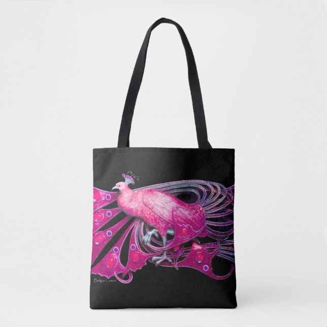 BOLSA TOTE PEACOCK ELEGANTE EM PINCO, FUCHSIA, PRETO (Frente)