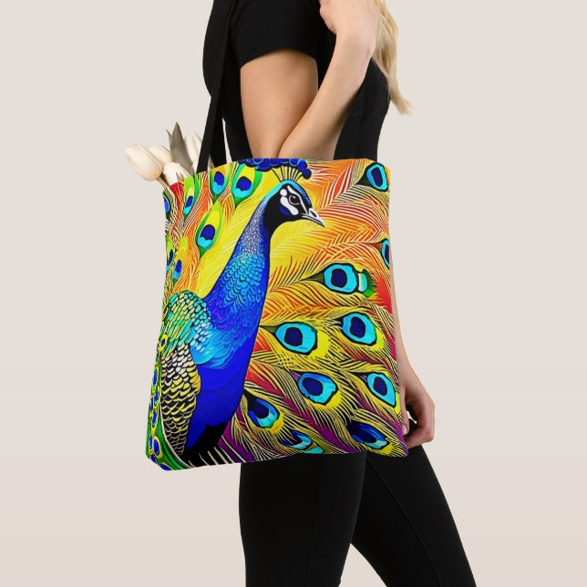 Bolsa Tote Peacock Feather Art (Close Up)