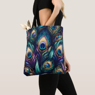 Bolsa Tote Peacock Feather design