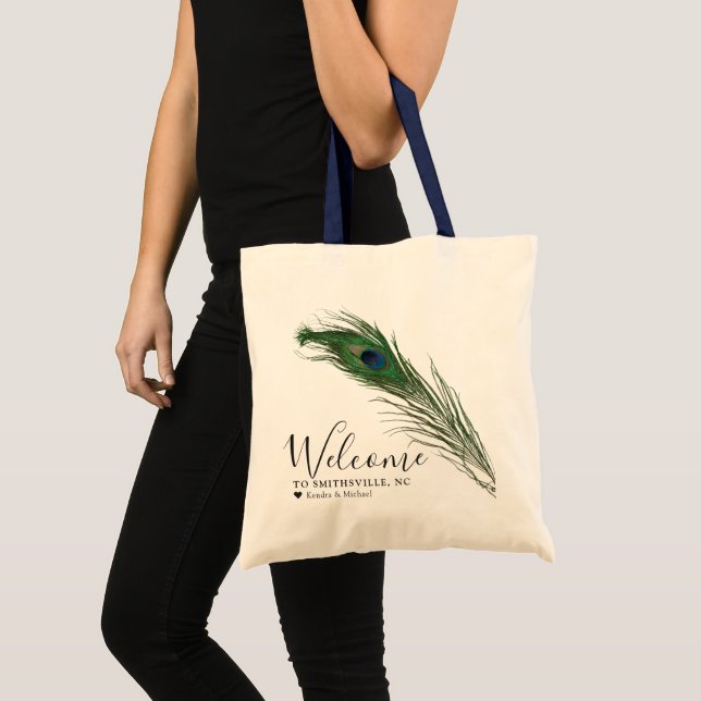 Bolsa Tote Peacock Feather | Saco de Tote Ameaçado (Frente (produto))