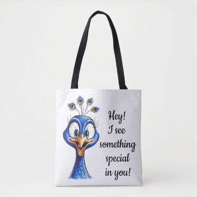 Bolsa Tote Peacock para melhorar o humor (Frente)