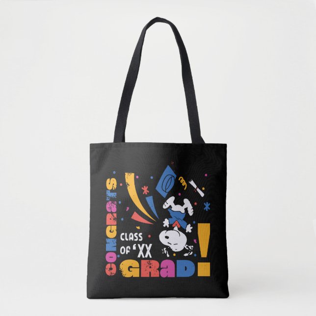 Bolsa Tote Peanuts Snoopy Congrats Grad Graduation Confetti (Frente)