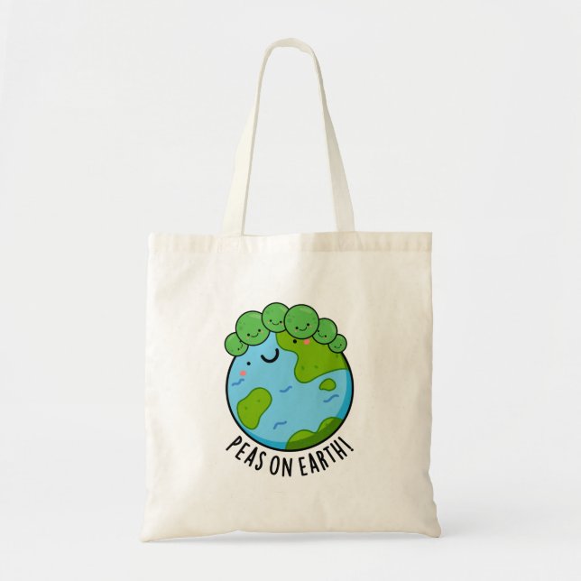 Bolsa Tote Peas Na Terra Engraçado Veggie Peace Pun (Frente)