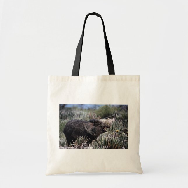 Bolsa Tote Peccary colocado um colar (javelina) que boceja (Frente)