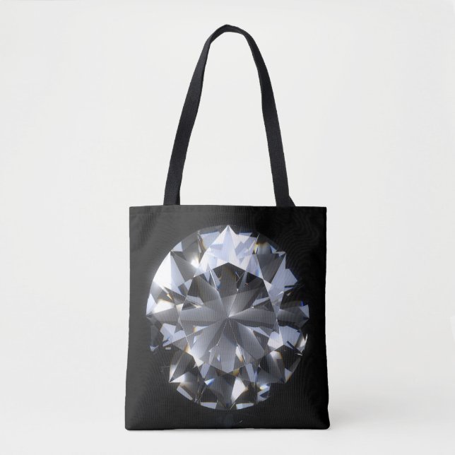 Bolsa Tote Pedra de diamante: faísca do espaço negro. (Frente)