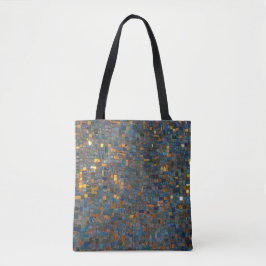 Bolsa Tote Pedras do mosaico no azul e no ouro