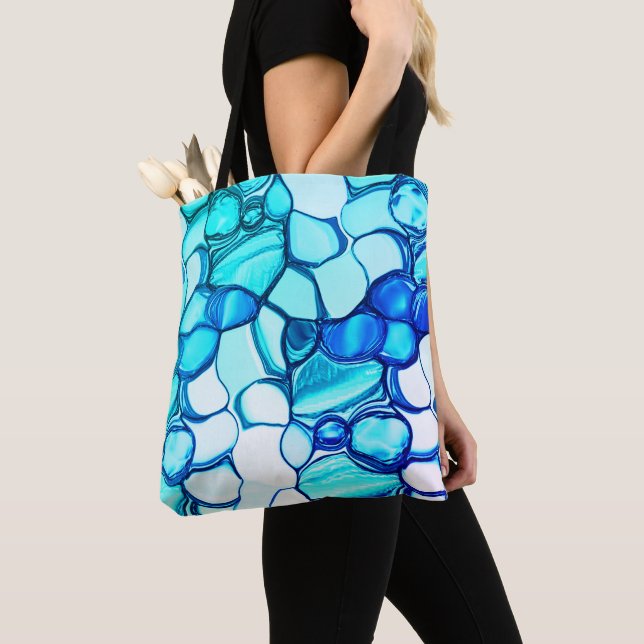 Bolsa Tote Pedras redondas em tons semelhantes a aquamarina (Close Up)