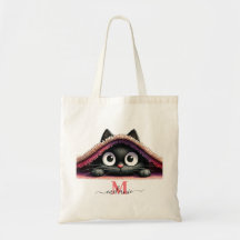 Peek-a-Boo Kitten Script Name Monogram Girls'