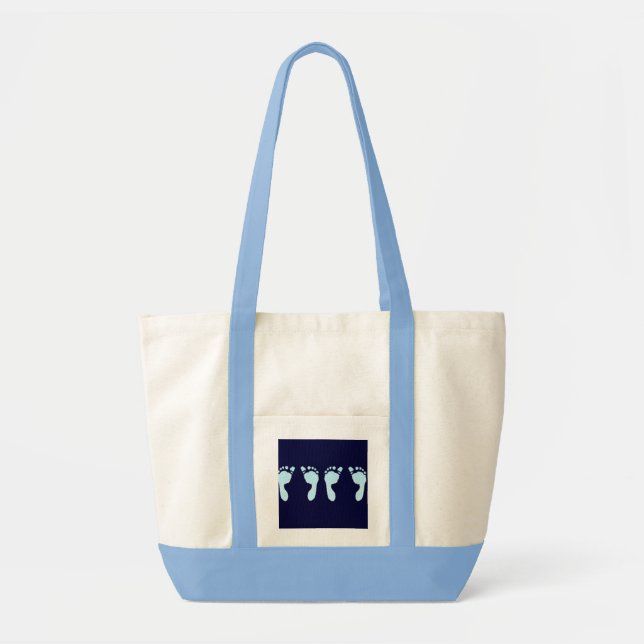 Bolsa Tote Pegadas de Bebê (Gêmeos Meninos) (Frente)