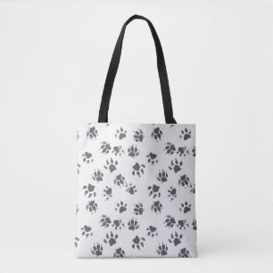 Bolsa Tote Pegadas De Pata: Cachorro Monocromo Sem Costura.