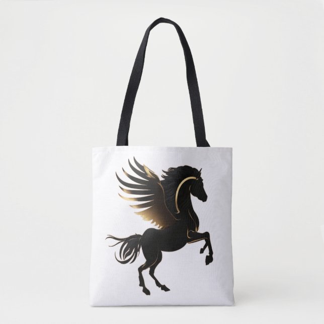 Bolsa Tote Pegaso Dorado Negro (Frente)