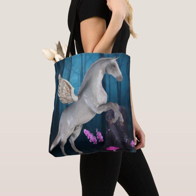 Bolsa Tote Pegasus Magical Forest Fantasy Horse Art (Close Up)