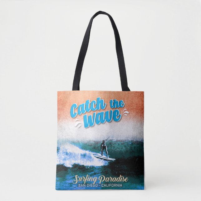 Bolsa Tote Pegue a onda - Paraíso surfador (Frente)