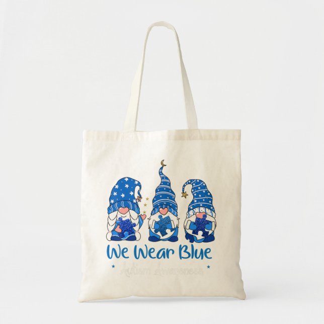 Bolsa Tote Pegue Este "Três Gnomos Segurando Quebra-cabeça Az (Frente)