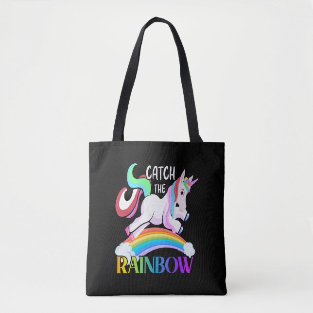 Bolsa Tote Pegue O Arco-Íris - Designs Unicórn (Frente)