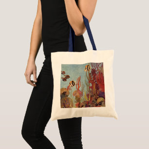 Bolsa Tote Peixe-anjo no Coral, Peixe Tropical Antigo no Ocea