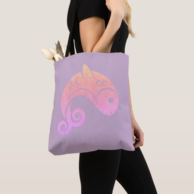 Bolsa Tote peixe arco-íris (Close Up)