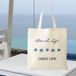 Bolsa Tote Peixe Azul Chic e Prateleiras Vida na Praia