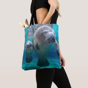 Bolsa Tote Peixe-boi da mamã e do bebê (três primaveras da