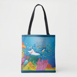 Bolsa Tote Peixe de Tubarão-Coral Reed Reed para Vista Oceâni