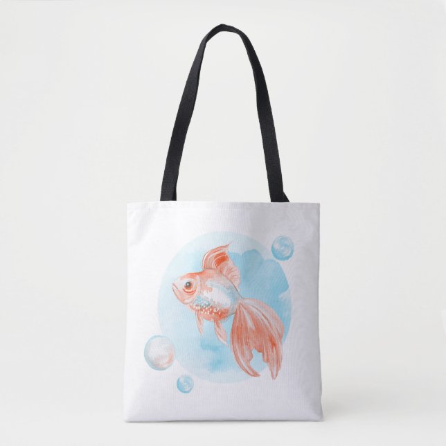 Bolsa Tote Peixe dourado. Aquarela (Frente)
