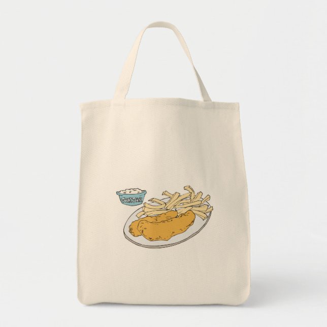 Bolsa Tote peixe e batatas fritas (Frente)