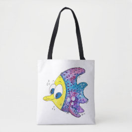 Bolsa Tote Peixes Coloridos Esbranquiçados