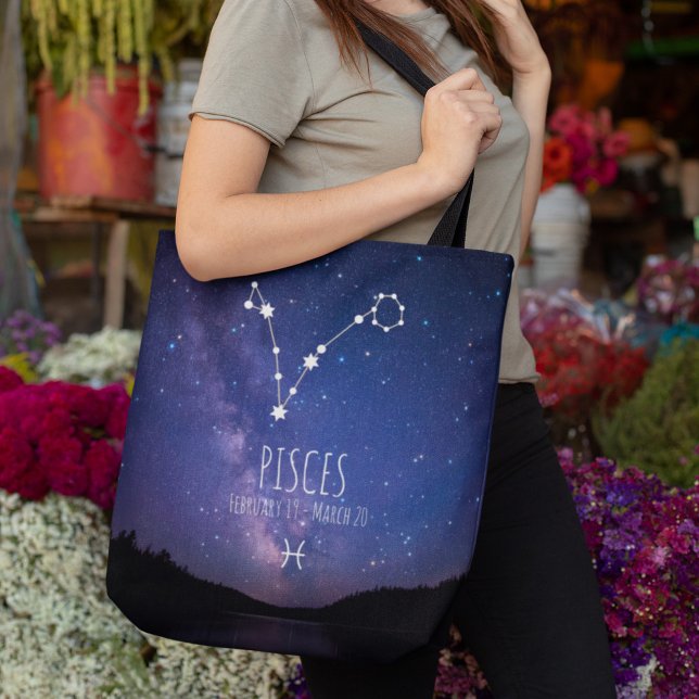Bolsa Tote Peixes | Constelação Zodiac Personalizada (Criador carregado)
