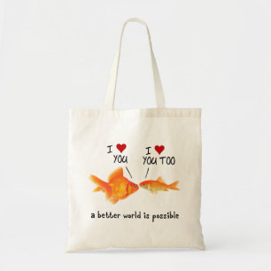 Bolsa Tote Peixes de ouro apaixonados Eu amo Você