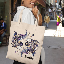 Bolsa Tote Peixes de tendências Aquarela Zodiac Design