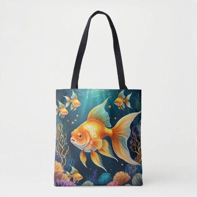 Bolsa Tote Peixes Dourados submarinos (Frente)