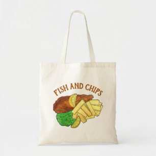 Bolsa Tote Peixes e Chips Peas Britânicos Compram Takeaway