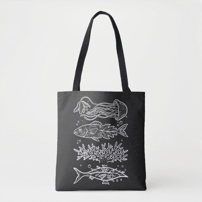 Bolsa Tote Peixes Estranhos do Mar Profundo (Frente)