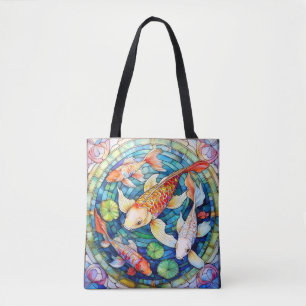 Bolsa Tote Peixes Koi em Vidro Pintado