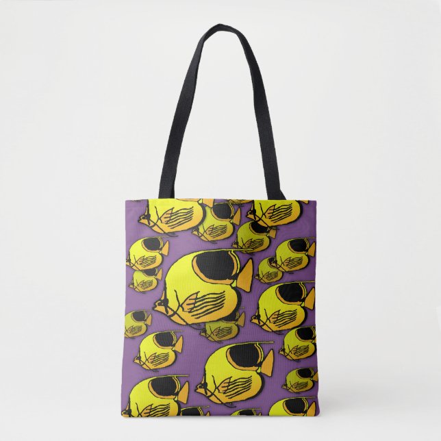 Bolsa Tote Peixes-sol amarelos e laranjas (Frente)