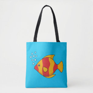 Bolsa Tote Peixes Tropicais de Laranja Vermelho