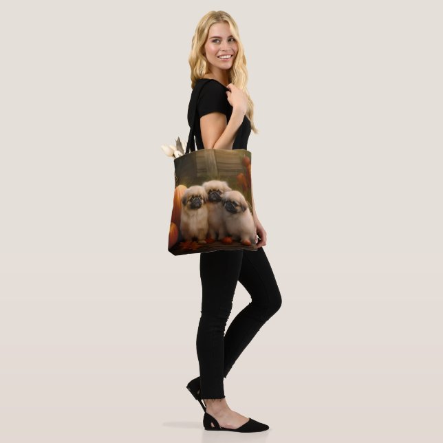 Bolsa Tote Pekingese Puppy Autumn Delight Pumpkin (No(a) Modelo)