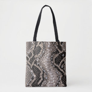 Bolsa Tote Pele de Cobra Cristal Prata Luxo