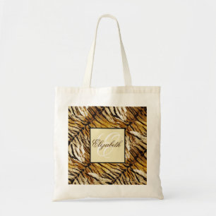Bolsa Tote Pele de tigre, monograma, na moda, tigre, listrado